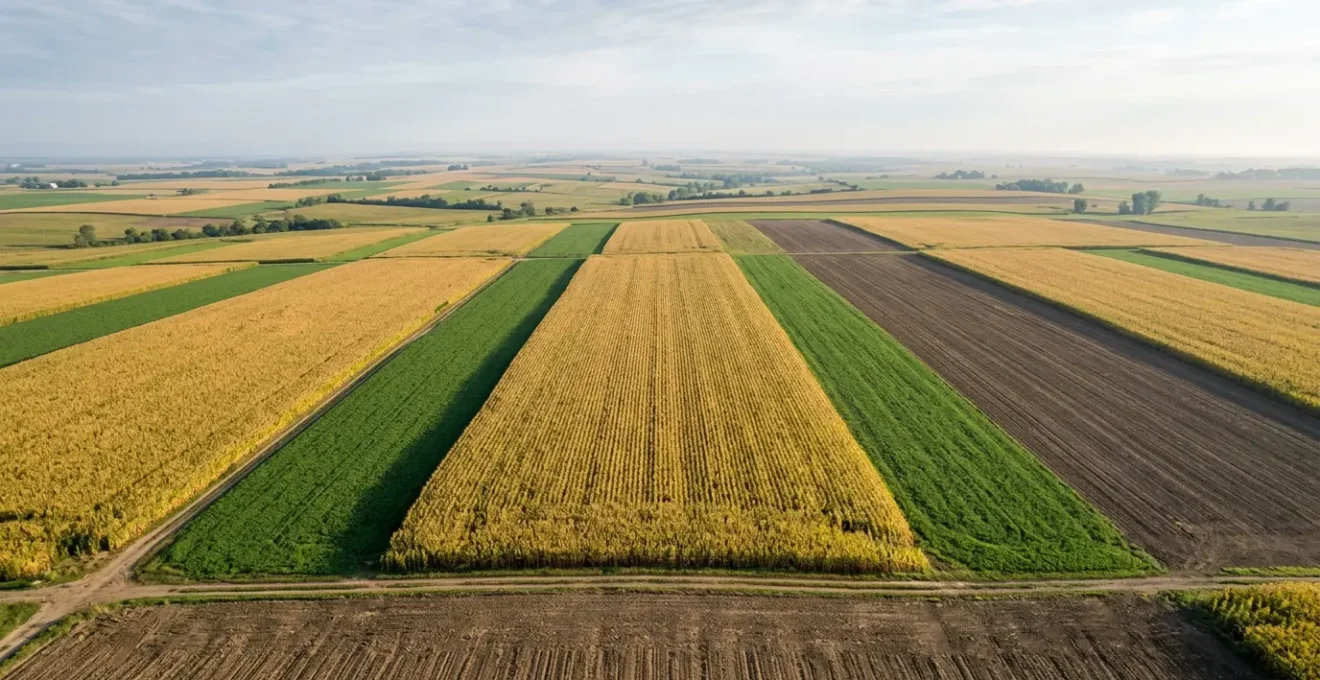 Champ de maïs avec rotation culturale visible et auxiliaires naturels pour la lutte contre la diabrotica
