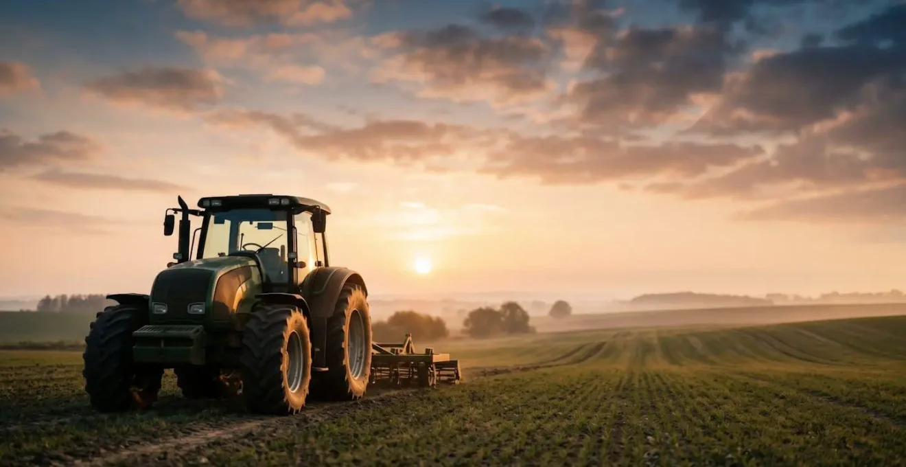 Vue détaillée d'éléments mécaniques de tracteur optimisés pour la performance énergétique
