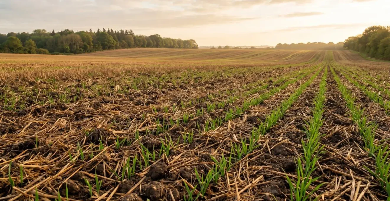 Comparaison visuelle entre sol travaillé conventionnellement et sol en agriculture de conservation
